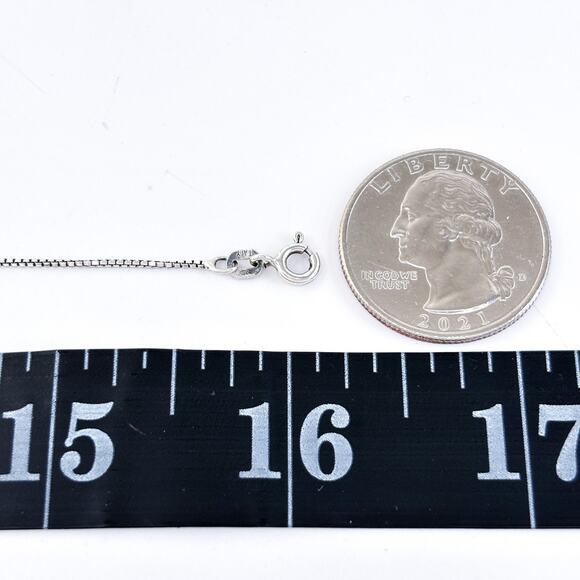 Vintage Italy Sterling Silver 925 0.8mm Box Chain Necklace 16” - Picture 2 of 3